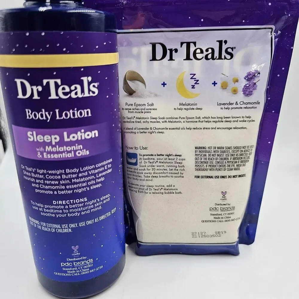 Dr Teal's Bundle Melatonin Sleep Soak w/ Essential Oils Epsom Salt & Body Lotion